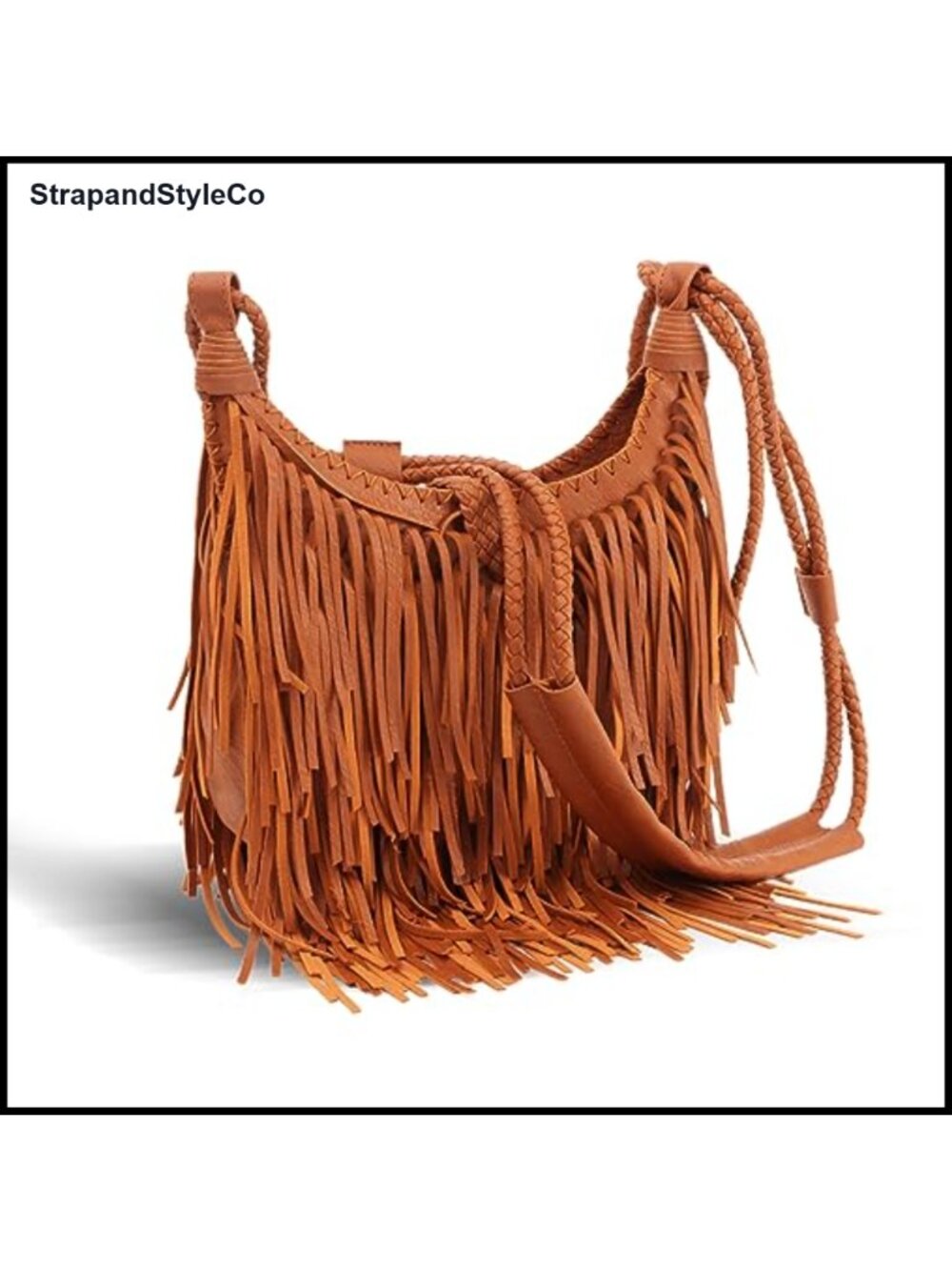 Vegan Faux Suede Fringe Hobo Crossbody Bag Tassel Shoulder Purse